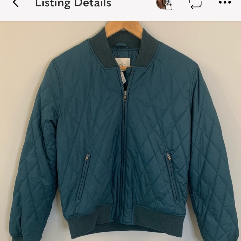 Wilfred Free Teal Green Bomber Jacket SZ M